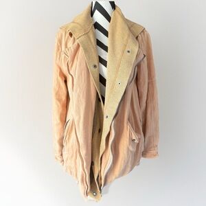 FREE PEOPLE Beachy Hooded Moto Jacket Peach Size Small